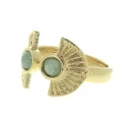 Adjustable ring for 4mm flat back cabochon - Gold Plated 3 microns x1