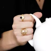 Adjustable triple ring for 6mm flat back cabochon - Gold Plated 3 microns x1