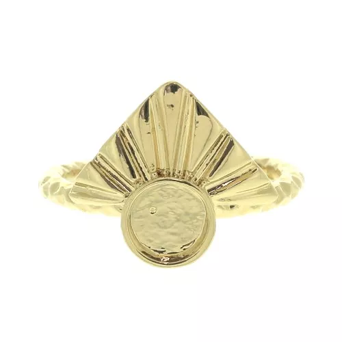 Adjustable triangle ring for 6mm flat back cabochon - Gold Plated 3 microns x1