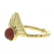 Adjustable triangle ring for 6mm flat back cabochon - Gold Plated 3 microns x1