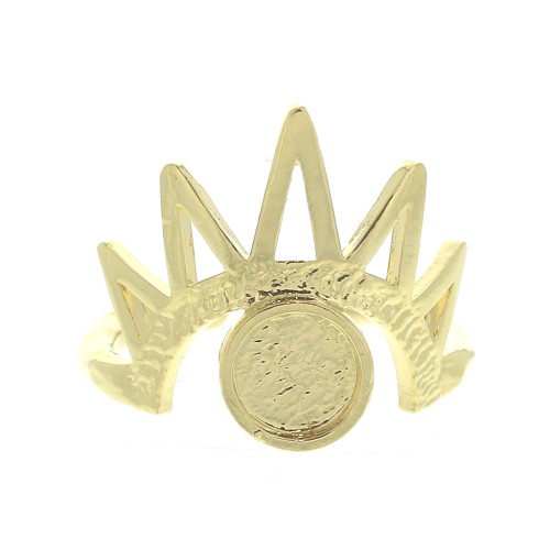 Adjustable ethnic ring for 6mm flat back cabochon - Gold Plated 3 microns x1