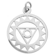 22x19mm Stainless Steel Round pendant - medal - 5th Chakra - Throat x1
