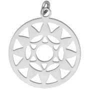Round Pendant - Medal, 21.5 x 19 mm, Chakra No. 4 - Heart - 304 Stainless Steel x 1
