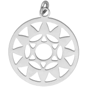 Round Pendant - Medal, 21.5 x 19 mm, Chakra No. 4 - Heart - 304 Stainless Steel x 1