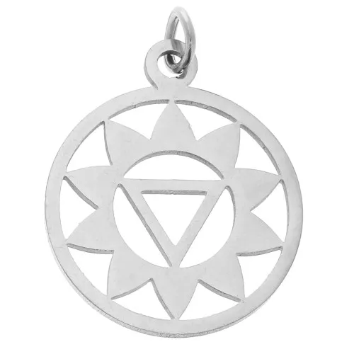 22x19mm Stainless Steel Round pendant - medal - 3rd Chakra - Solar Plexus x1