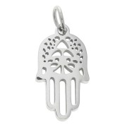 17x9mm Stainless steel Hamsa hand charm with open ring x1|raw }}