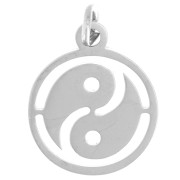 Round Yin/Yang openwork charm 12 mm open ring - 316L stainless steel x1|raw }}