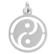 Round Yin/Yang openwork charm 12 mm open ring - 316L stainless steel x1