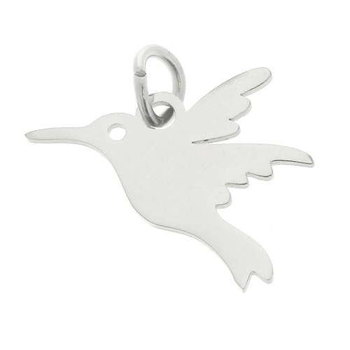 Hummingbird charm 14x19.5 mm with open ring - Stainless steel 316L x1