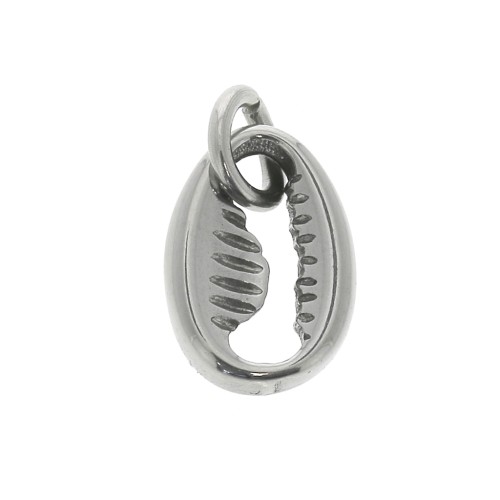 11.5x8mm Stainless steel Cauri shell charm with open ring x1