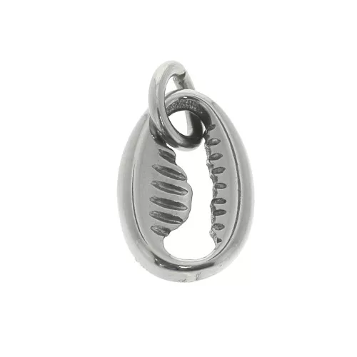 11.5x8mm Stainless steel Cauri shell charm with open ring x1