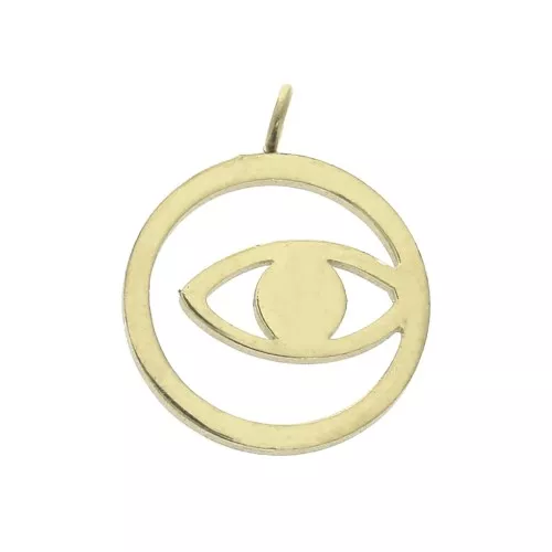 14x11.5mm Stainless steel eye charm - Gold Tone x1
