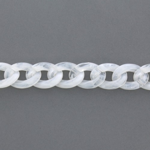 29x21mm Glossy plastic curb chain with oval twisted links - White x50 cm