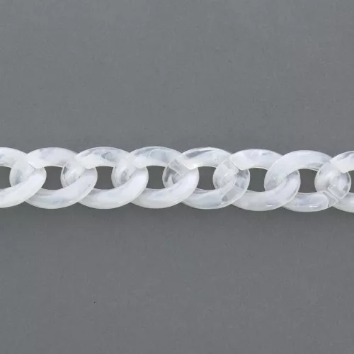 29x21mm Glossy plastic curb chain with oval twisted links - White x50 cm