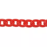 29x21mm Glossy plastic curb chain with oval twisted links - Red x50 cm