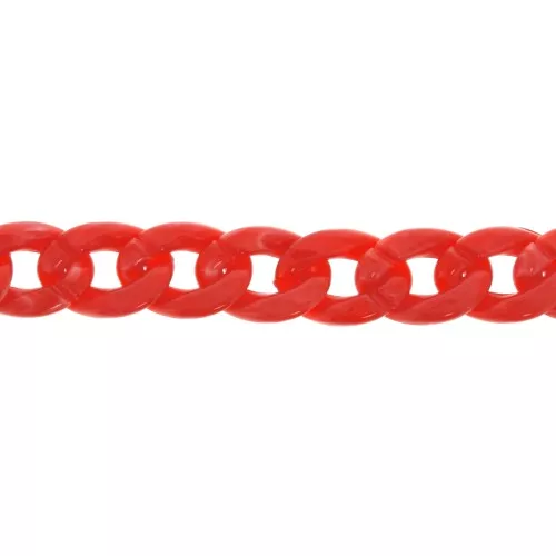 29x21mm Glossy plastic curb chain with oval twisted links - Red x50 cm