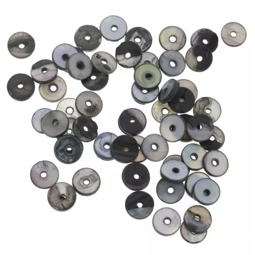 5mm Round Heishi dyed mother-of-pearl beads - Black x144