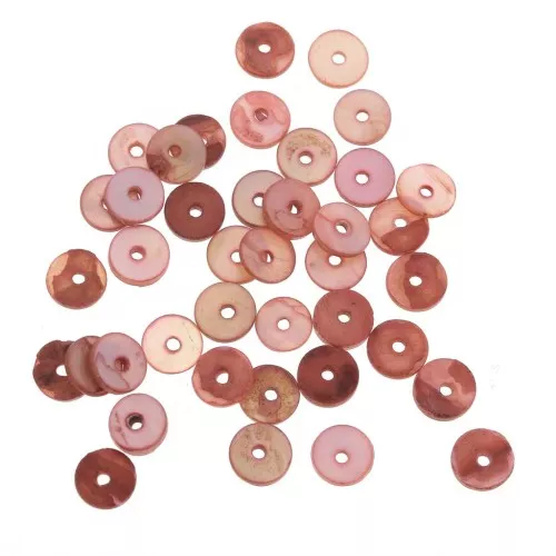 6mm Round Heishi dyed mother-of-pearl beads - Red x144