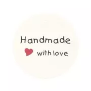 45mm Round labels - Handmade with love - White x20