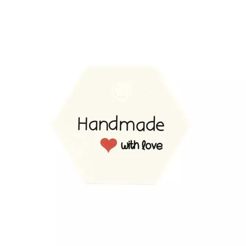 30x35mm Hexagonal labels - Handmade with love - White x20