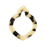 41.5x32mm Hollow pendant oriental shape - Tortoise shell - Beige - Black x1|raw }}
