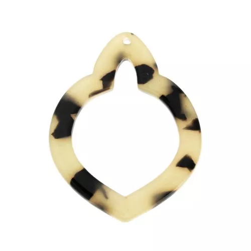41.5x32mm Hollow pendant oriental shape - Tortoise shell - Beige - Black x1