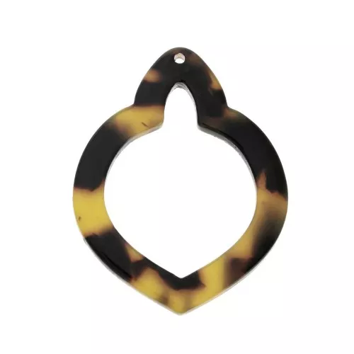 41.5x32mm Hollow pendant oriental shape - Tortoise shell - Brown - Black x1