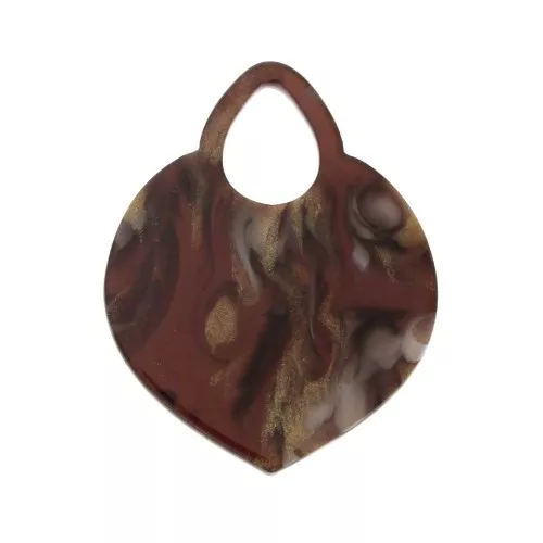 41.5x32mm Openwork oriental shape pendant - Marbled - Brown - White x1
