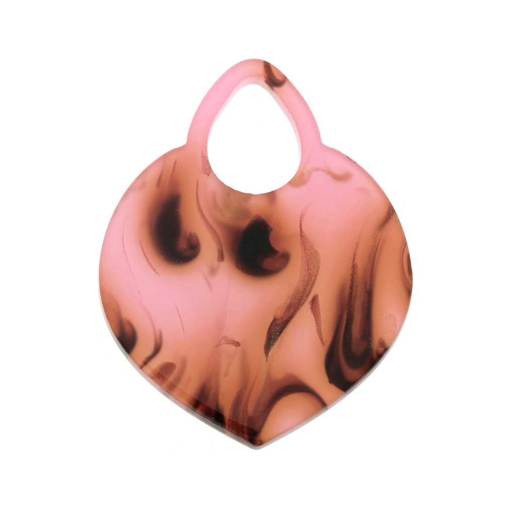 41 5x32mm Openwork Oriental Shape Pendant Marbled Pink Brown X1 Perles Co