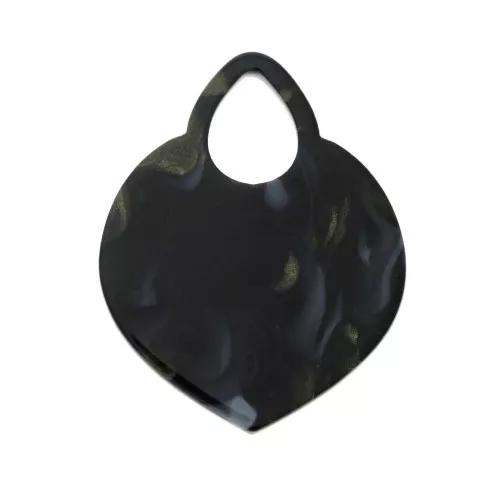 41.5x32mm Openwork oriental shape pendant - Marbled - Black - White - Gold x1