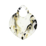 41.5x32mm Openwork oriental shape pendant - Transparent Marbled - Black - Gold x1