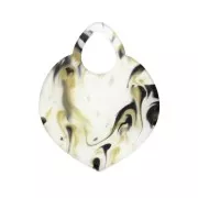 41.5x32mm Openwork oriental shape pendant - Transparent Marbled - Black - Gold x1