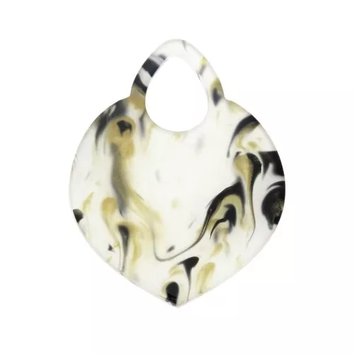 41.5x32mm Openwork oriental shape pendant - Transparent Marbled - Black - Gold x1