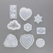 Silicone molds for resin - Heart - Diamond - Planet - Moon - Set 1