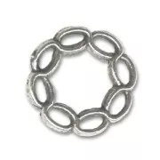 Fancy drilled rings 15mm Old silver tone x10