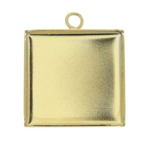 20x20mm Medallion pendant for cabochon - Gold Tone x1