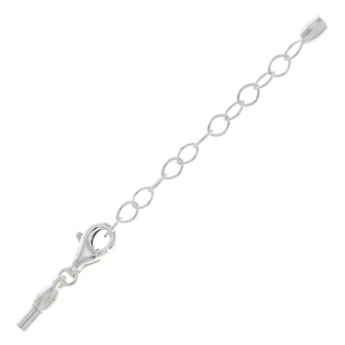 11 mm 925 Sterling Silver clasp with chain for 2mm braided cord  x1