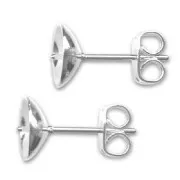 Earstuds for half-drilled 10mm beads fine silver plating x2