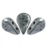 Glass beads Amos® by Puca® 5x8 mm Metallic Mat Old Silver Spotted x10g