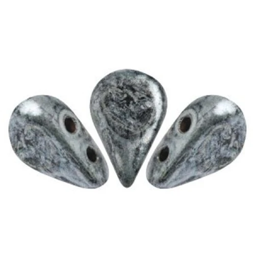 Glass beads Amos® by Puca® 5x8 mm Metallic Mat Old Silver Spotted x10g