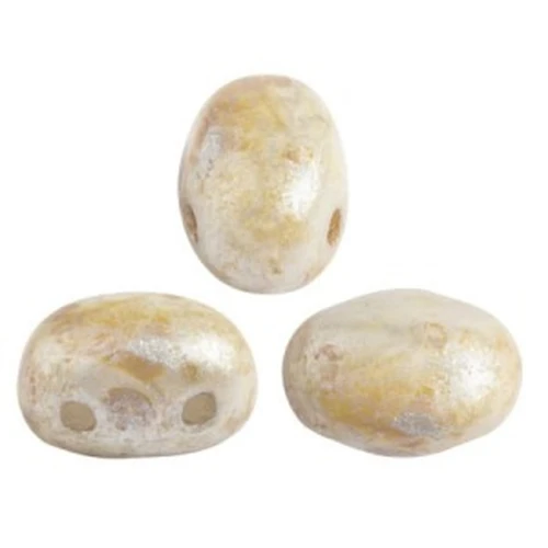 Glass beads Samos® by Puca® 7x5 mm Opaque Ivory Spotted x10g