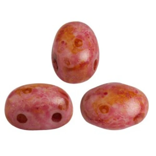 Glass beads Samos® by Puca® 7x5 mm Opaque Rose Spotted x10g