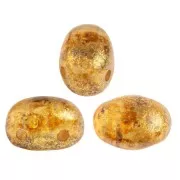 Glass beads Samos® by Puca® 7x5 mm Crystal Gold Spotted x10g