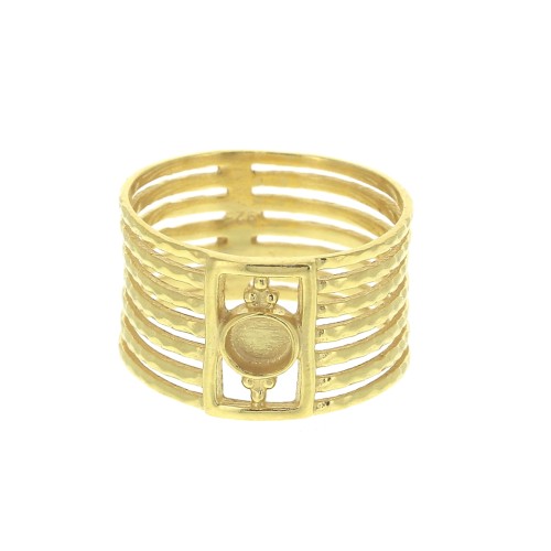 925 Sterling Silver rigid ring for a 4mm cabochon - Size 52 - Fine Gold Plated x1