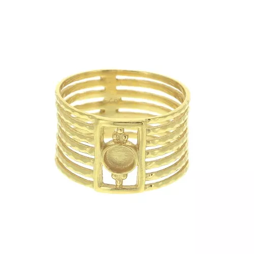 925 Sterling Silver rigid ring for a 4mm cabochon - Size 54 - Fine Gold Plated x1