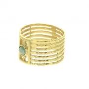 925 Sterling Silver rigid ring for a 4mm cabochon - Size 54 - Fine Gold Plated x1