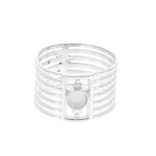 925 Sterling Silver rigid ring for a 4mm cabochon - Size 52 x1