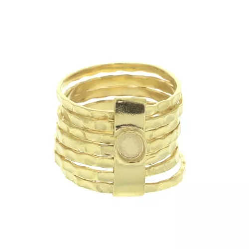 925 Sterling Silver Ring for 4mm cabochon - Size 52 - Fine Gold Plated x1