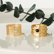 925 Sterling Silver Ring for 4mm cabochon - Size 54 - Fine Gold Plated x1