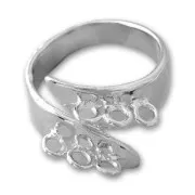 Ring base 6 loops Rhodium tone x1